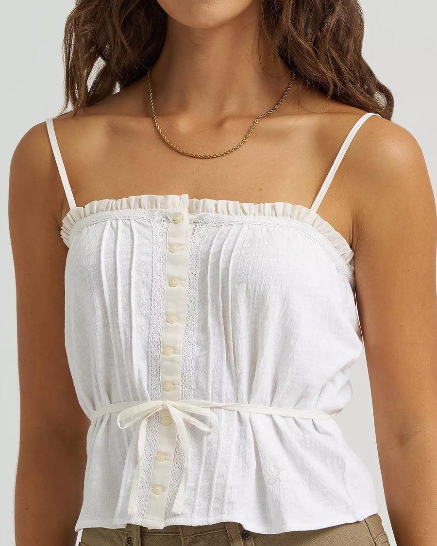 Lace Trim Cami Top - Bright White – ban.do