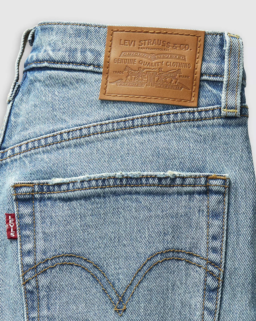 up close of light wash ribcage straight ankle jeans