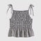 black and white gingham peplum tank with smocked bust and tie straps