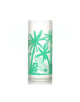 mint vintage palm tree print glass