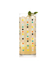 multicolor 'party' dots glass filled with liquid