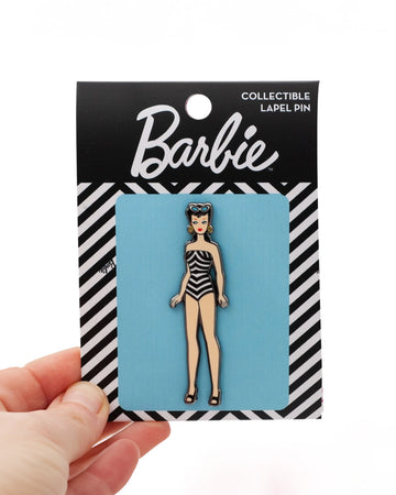 brunette retro 1959 barbie pin on cardstock