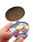 inside of hinge pin with sewing supplies inside!