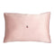 pink mulberry silk pillowcase with  embroidered cherries in the center