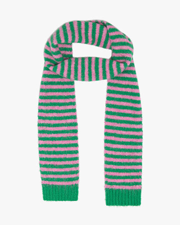 pink and green thin striped scarf
