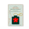 green needlepoint keychain kit with baby blue trim, orange flower print and gold hardware