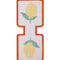 template of tan needlepoint keychain kit with orange trim and lemon print and gold hardware