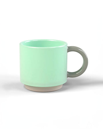 mint mug with a grey handle
