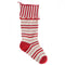 cream and red striped stocking with striped cuff and red pom detail