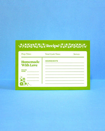 green retro pyrex recipe card set