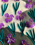 large acrylic purple iris dangle earrings