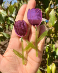 purple tulip shaped dangle earrings