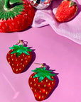 large strawberry shaped dangle earrings
