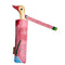 pink compact umbrella with abstract vase print and wooden duck head handle