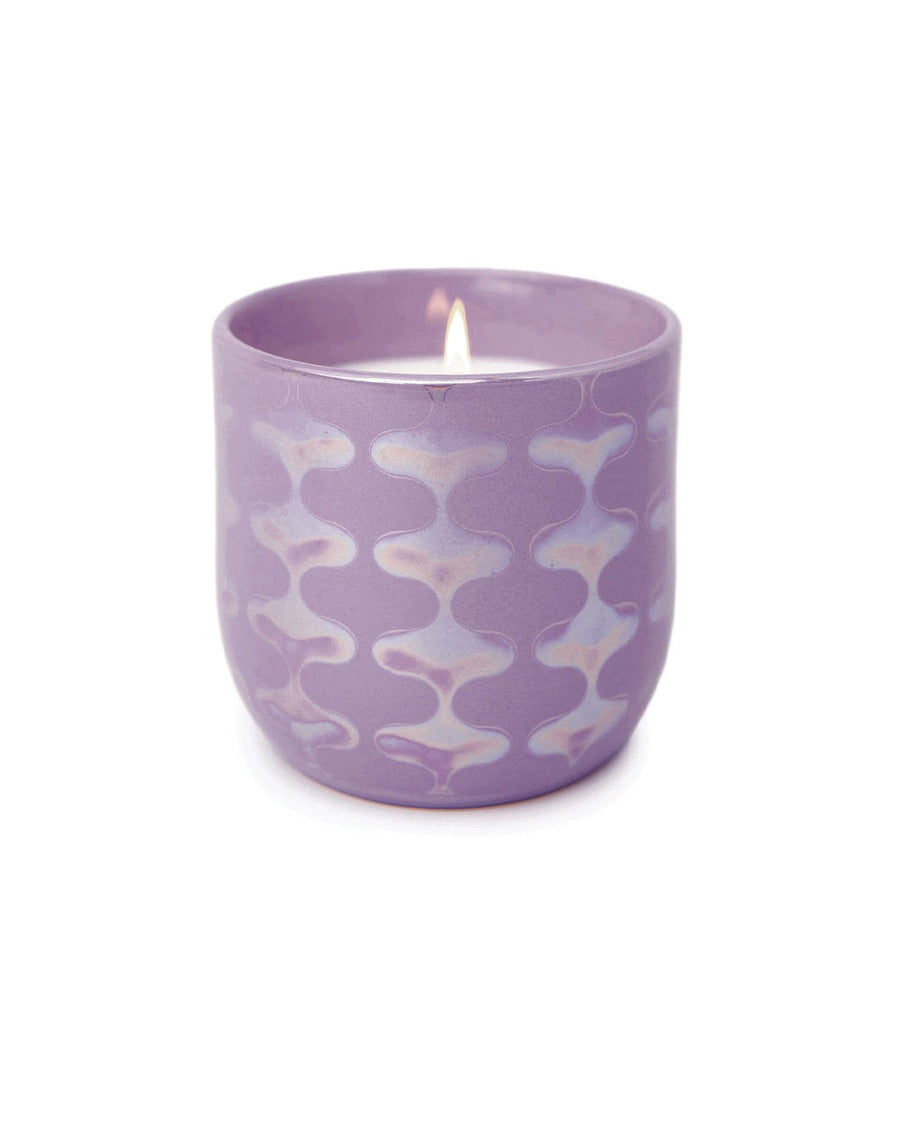 10 oz. candle in a lavender squiggle vessel
