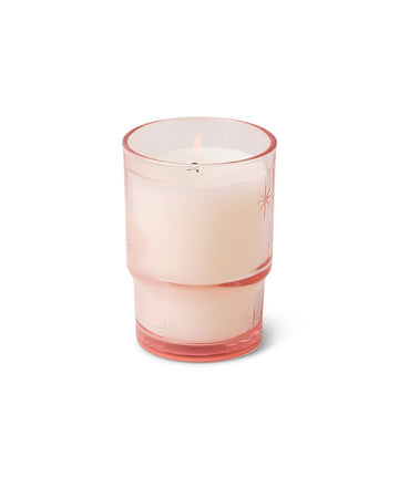 cranberry rose star glass candle