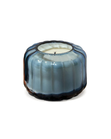 4.5 oz candle in a blue ripple vessel