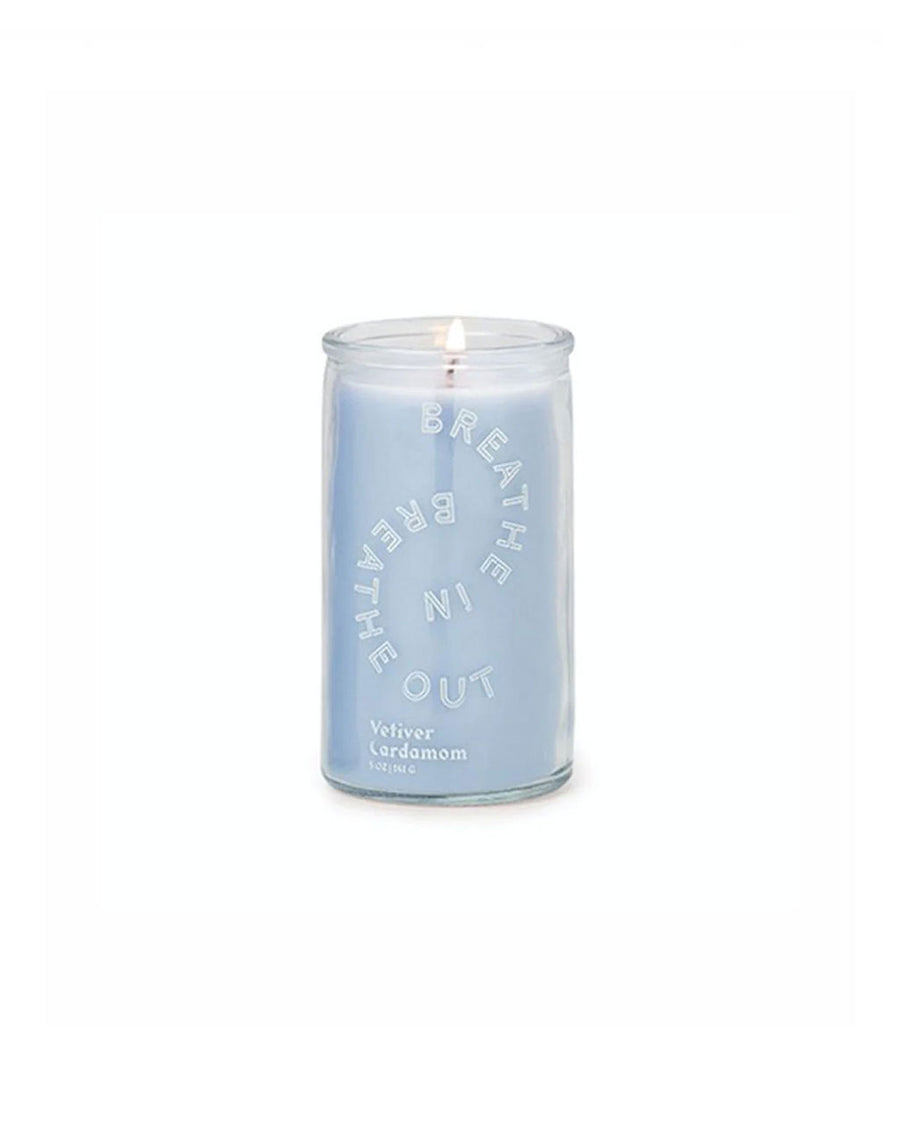 5 oz. light blue breathe in, breathe out vetiver cardamom scented candle