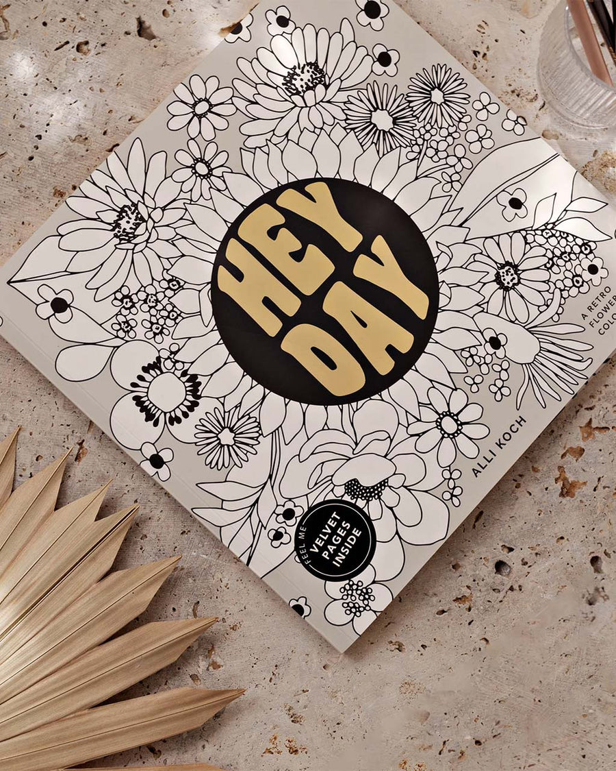 hey day: velvet 60's retro coloring book on table