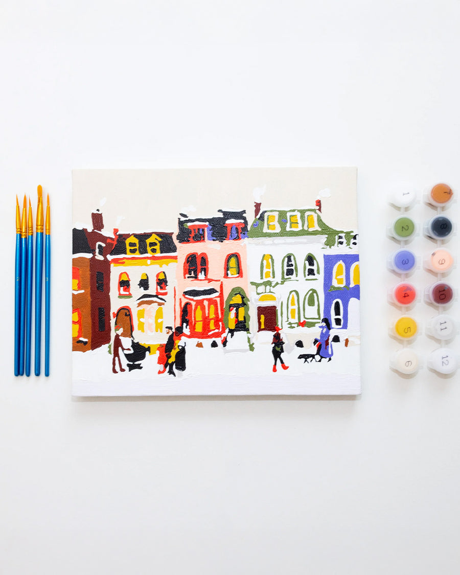 colorful painted holiday townhomes mini paint by numbers kit