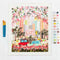 painted paint by numbers kit withpeach city image, paint brushes and pots of paint