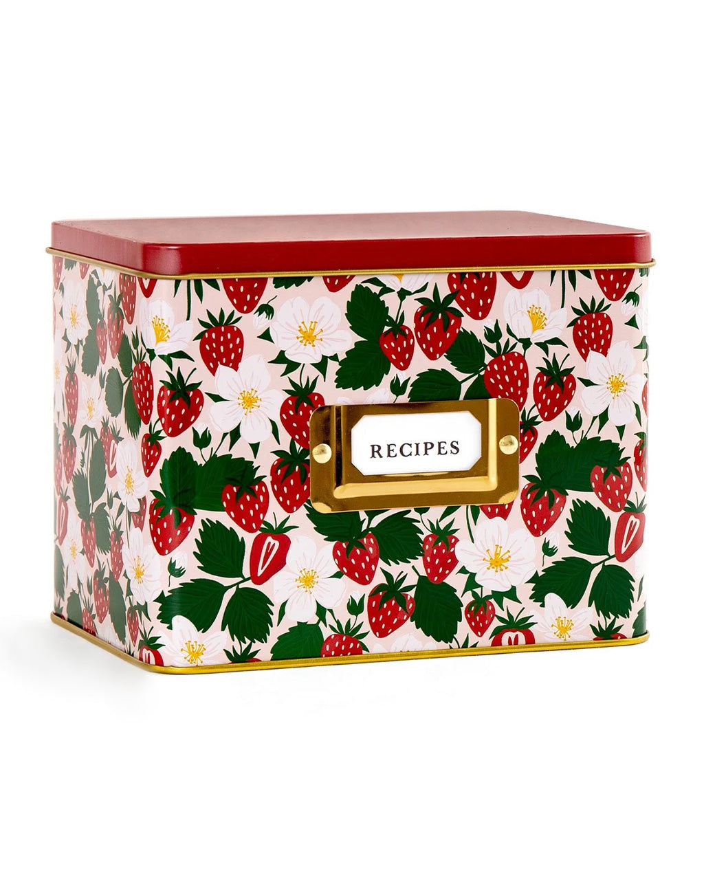 Strawberry Patch Tin Recipe Box