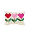 rectangle throw pillow with cream ground and pink and red heart flower design