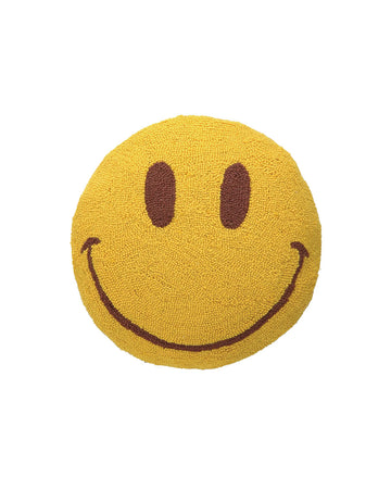 yellow round smiley face throw pillow