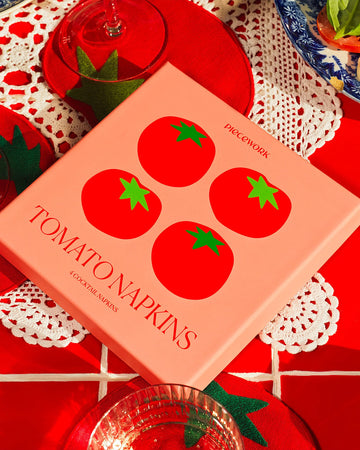 packaged set of 4 tomato shaped linen napkins