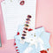 letter kit that includes: 12 sheets of 7.5” x 4.25” stationery
6 envelopes
6 sticker seals