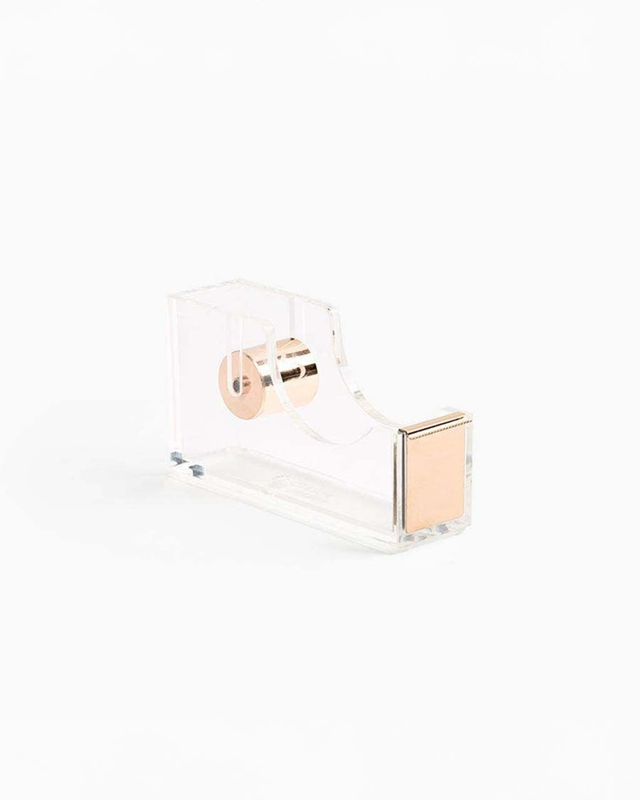 clear lucite tape dispenser with gold accents
