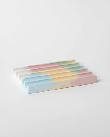 pastel rainbow concrete soap dish