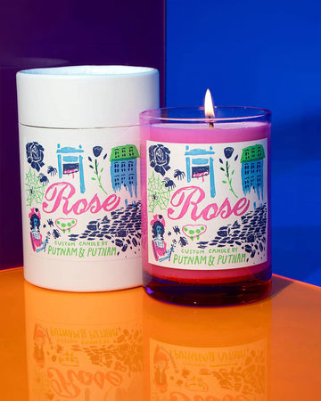 rose scented soy candle