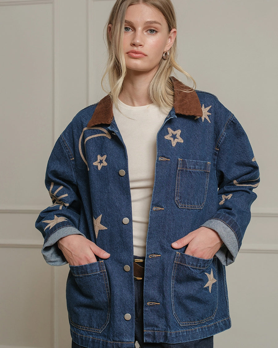 Celestial Embroidered Denim Jacket – ban.do