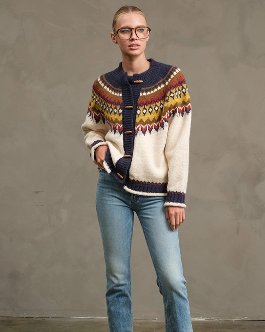 カーディガン Nordic Design Pattern Knit Cardigan Nordic Pattern Toggle Knit Cardigan – ban.do