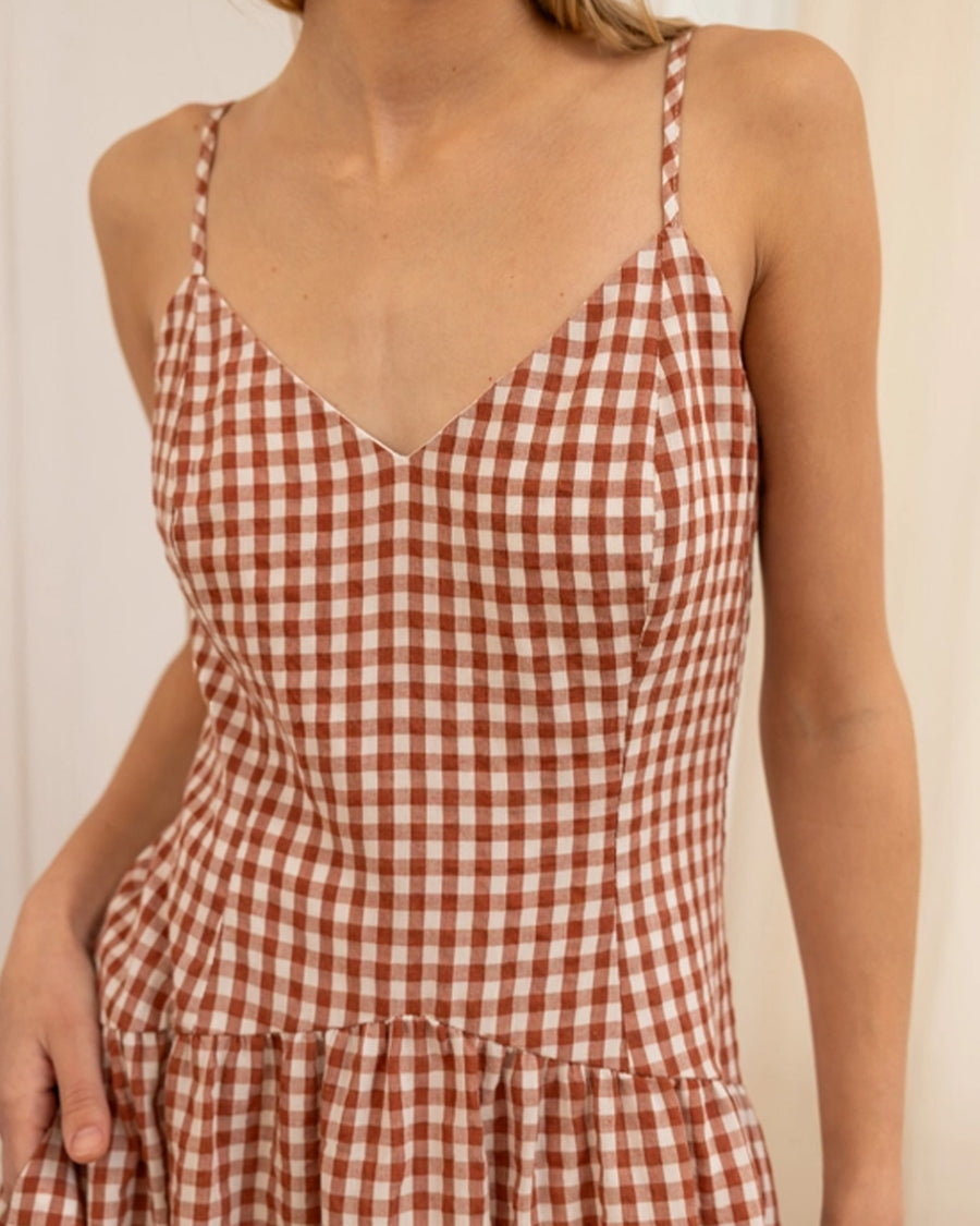 Sweetheart Midi Dress - Warm Brown Gingham ban.do Sweetheart Midi Dress - Warm Brown Gingham ban.do