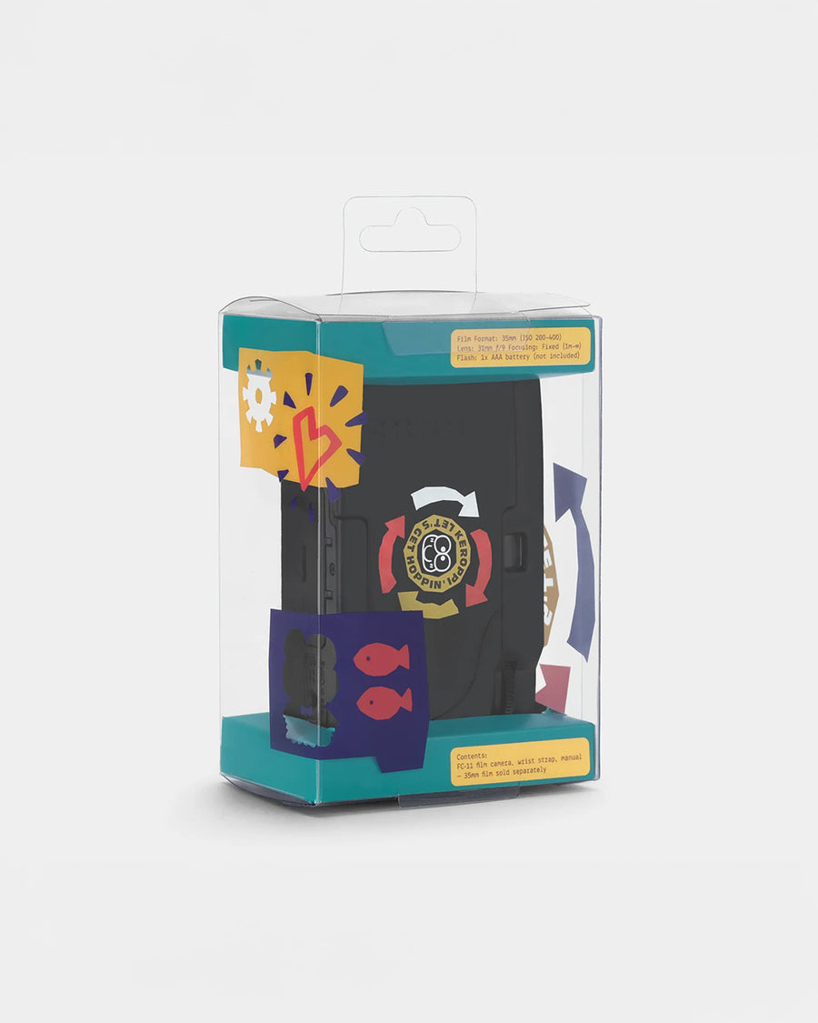 back view of packaged colorful keroppi 35mm camera