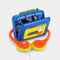 opened miffy cassette player with primary color scheme and has orange and yellow headphones