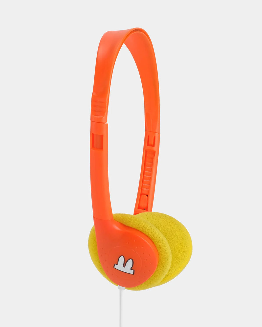 orange and yellow headphones
