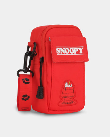 red 35mm camera bag with snoopy design