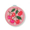 pink embroidery kit with all over cherry and white flowers