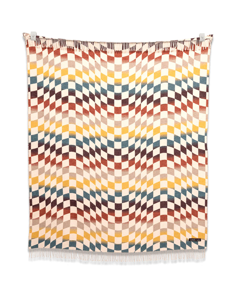colorful trippy checkered throw blanket