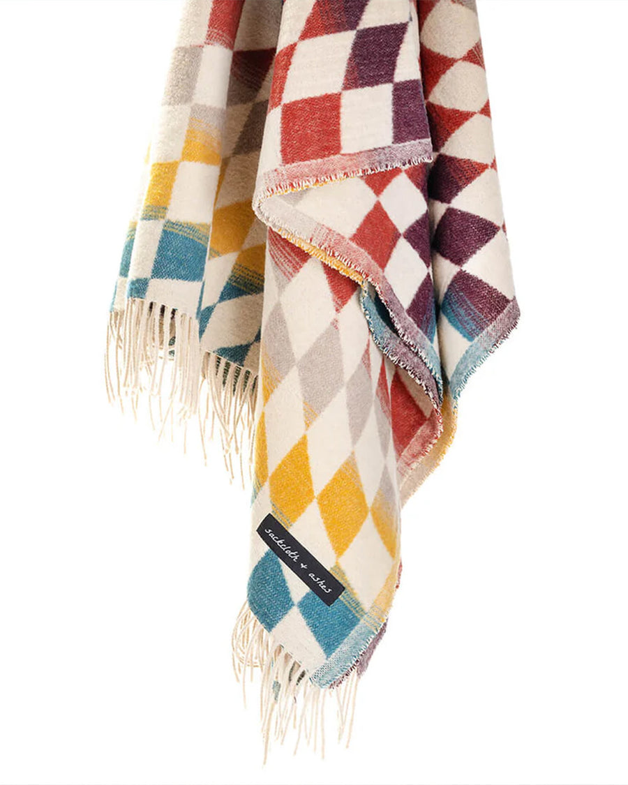 colorful trippy checkered throw blanket