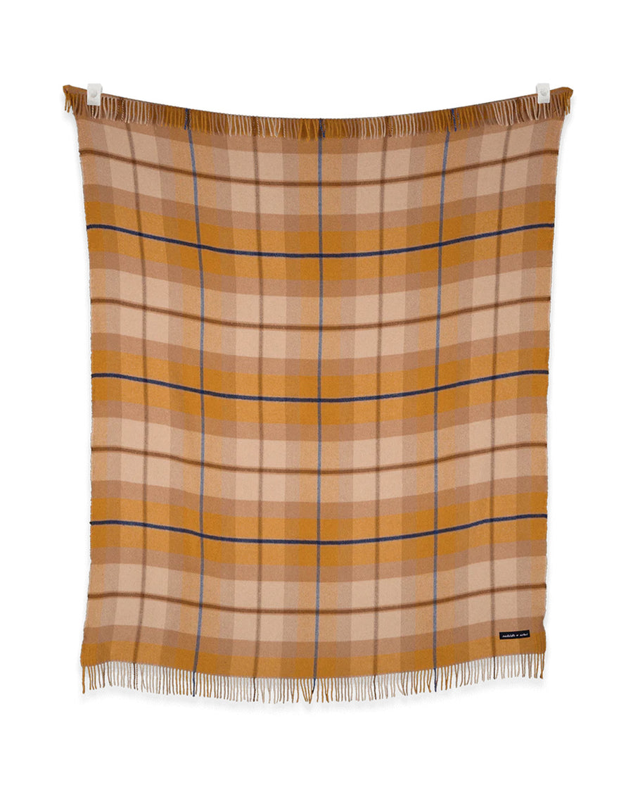 orange and cream plaid throw blanket