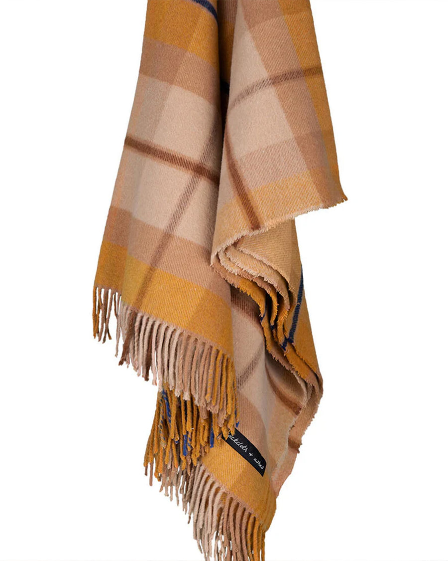 orange and cream plaid throw blanket