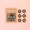 set of 6 1" tortoise shell quilt star round buttons