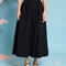model wearing black jacquard button front midi skirt 