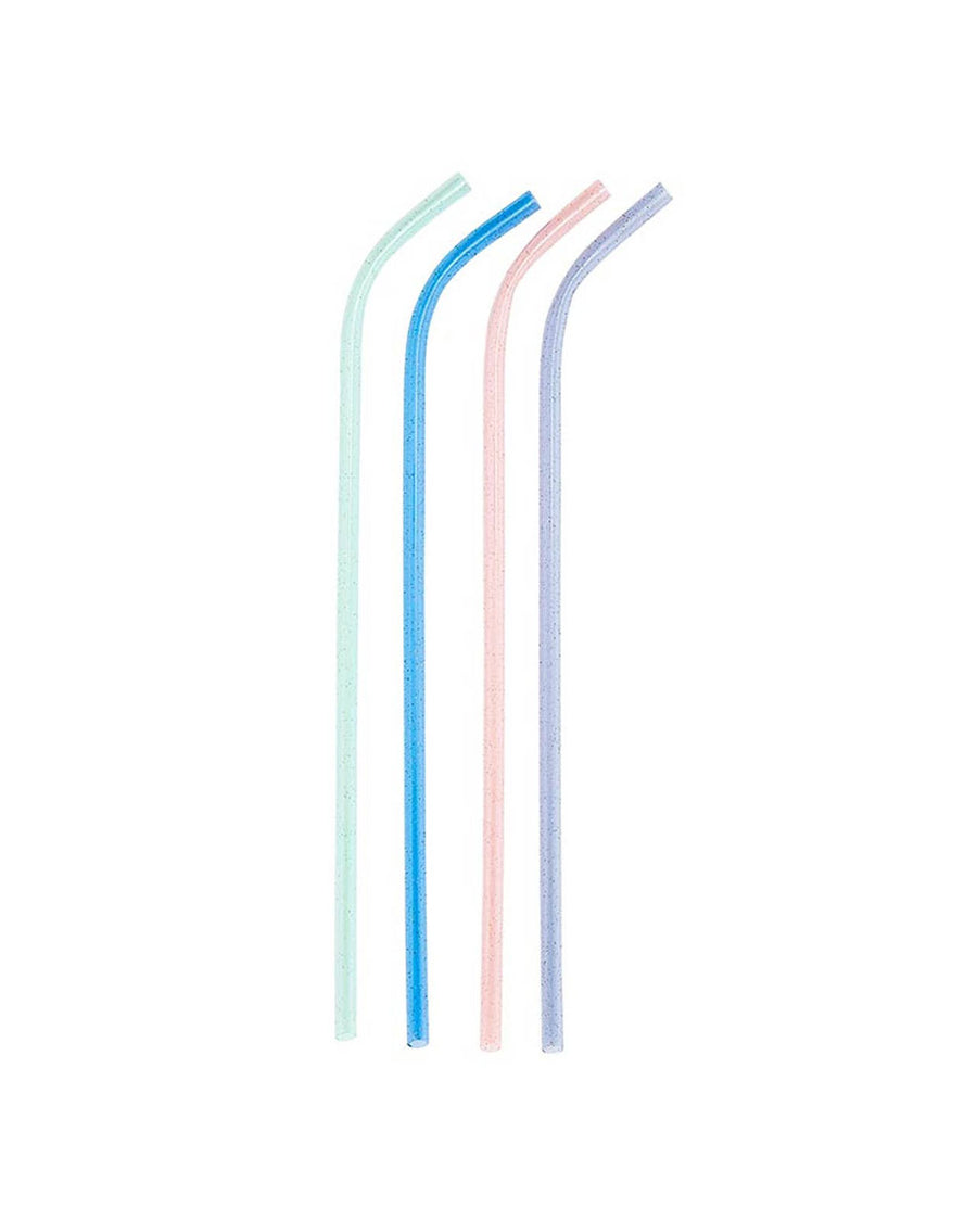 set of four colorful sparkly wine bottle straws