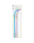 packaged set of four colorful sparkly wine bottle straws