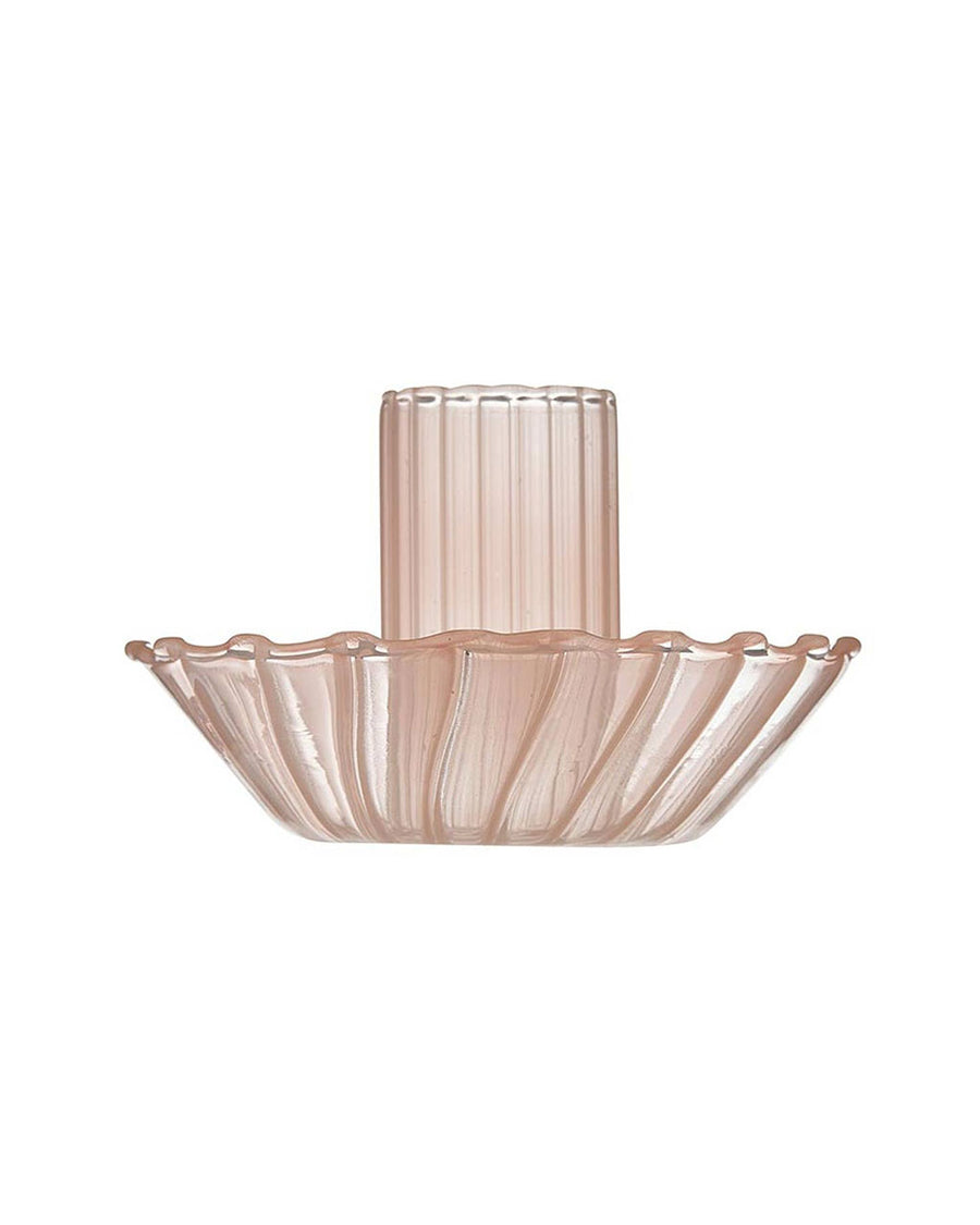 light pink glass candle holder
